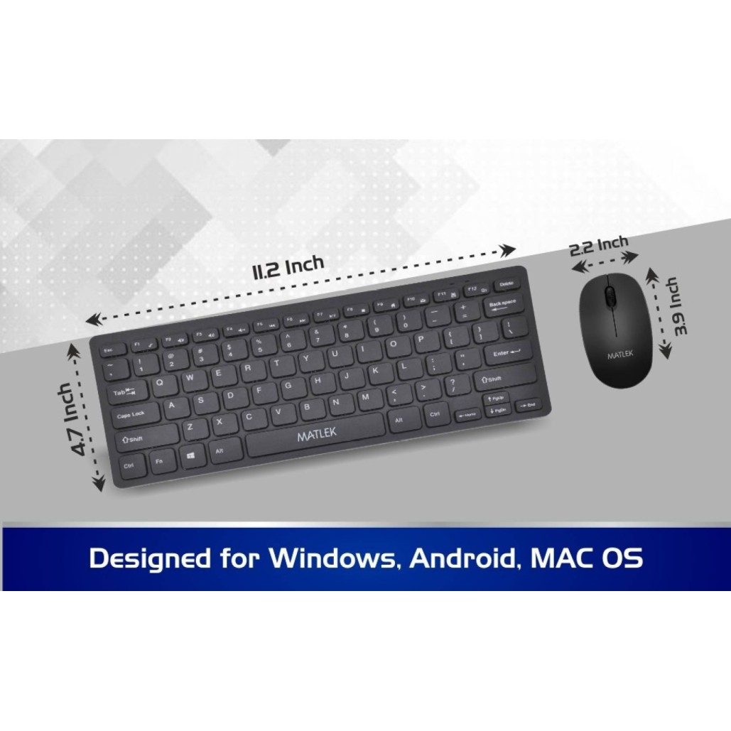 Matlek Wireless Keyboard & Mouse Combo. 2.4G Connect with 1 Nano Receiver Keyboard - Ultra Slim, Compact and Ergonomic Built